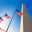 American flag in foreground with the Washington Monument behind—symbolic stop on Washington DC school trips focused on history and national identity.