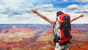 woman mountain hiker in grand canyon