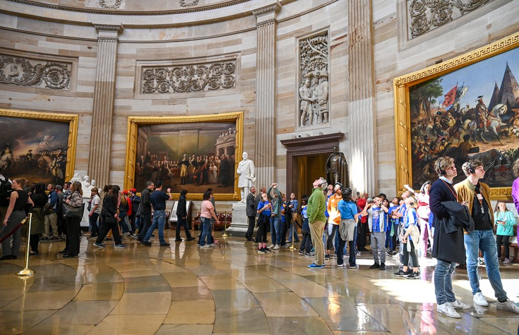 Interior of the U.S. Capitol Rotunda—key learning site on Washington DC school trips exploring American government and democratic principles.