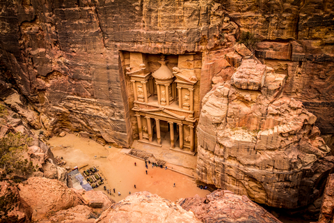 The Treasury at Petra, Jordan, glowing in late afternoon light during a Jordan school trip.